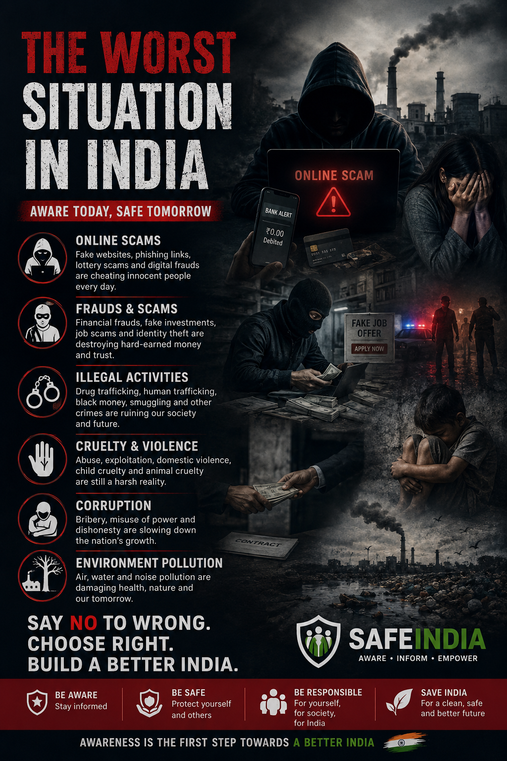 Worst situation — pollution, fraud and unsafe surroundings